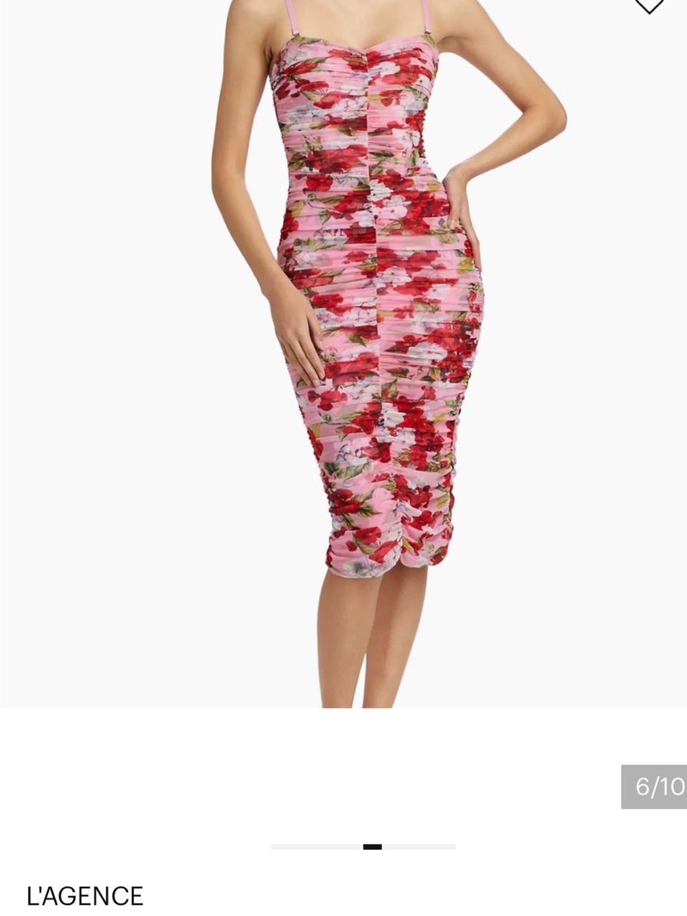 L'AGENCE Floral Caprice Ruched Strapless Midi Dress. Size 4 - Picture 3 of 8